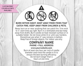 Custom Printed Bottle Adhesive Print Waterproof Candle Warning