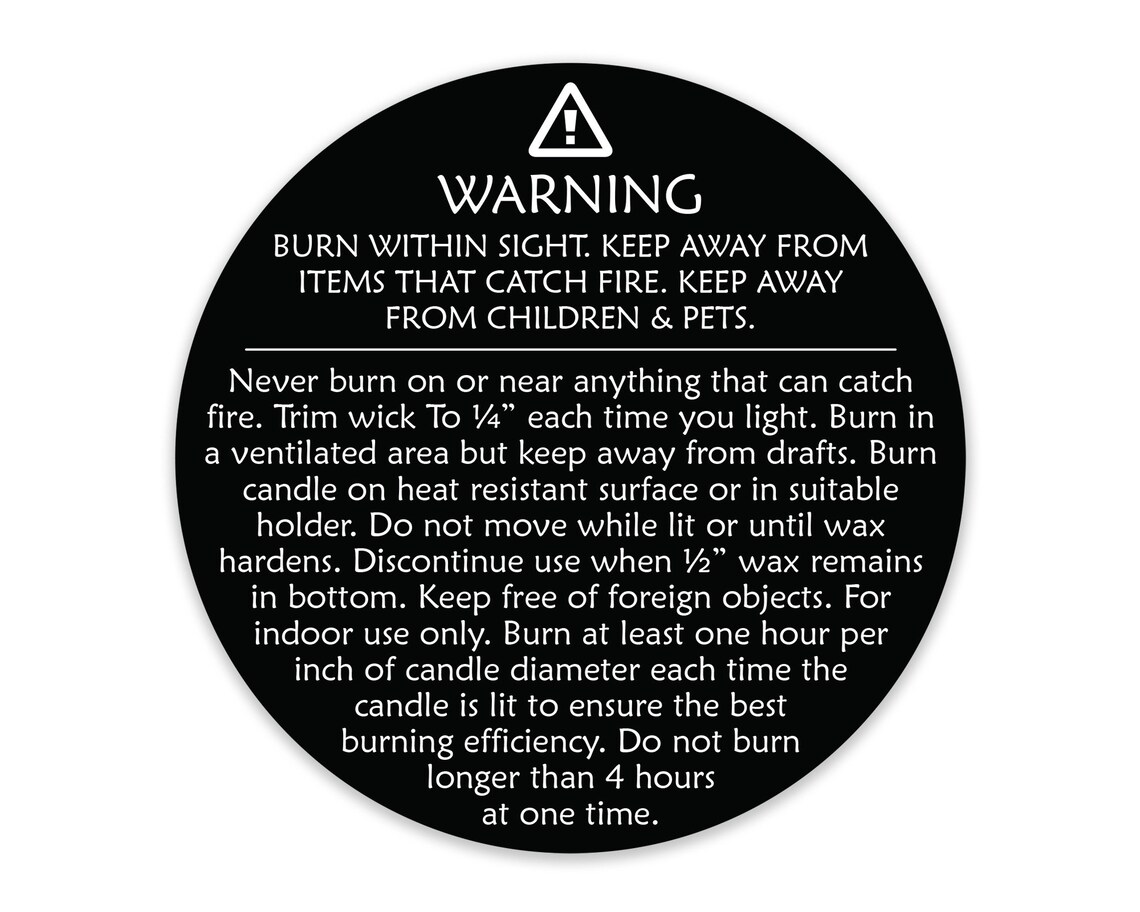 Generic CANDLE WARNING LABELS Candle Warning Stickers Etsy