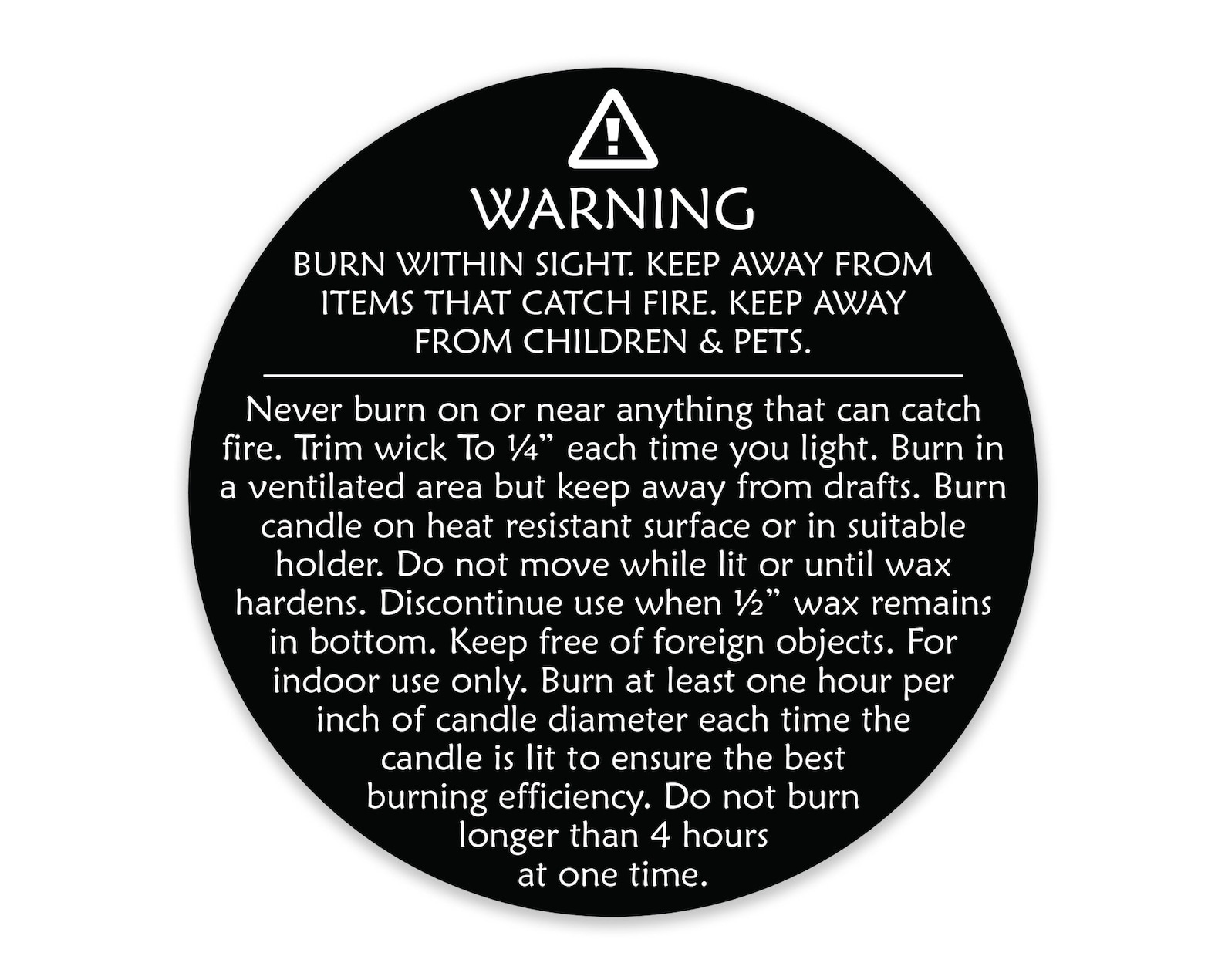 Generic CANDLE WARNING LABELS Candle Warning Stickers Etsy