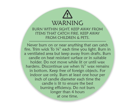 Generic CANDLE WARNING LABELS, Candle Warning Stickers, Burning