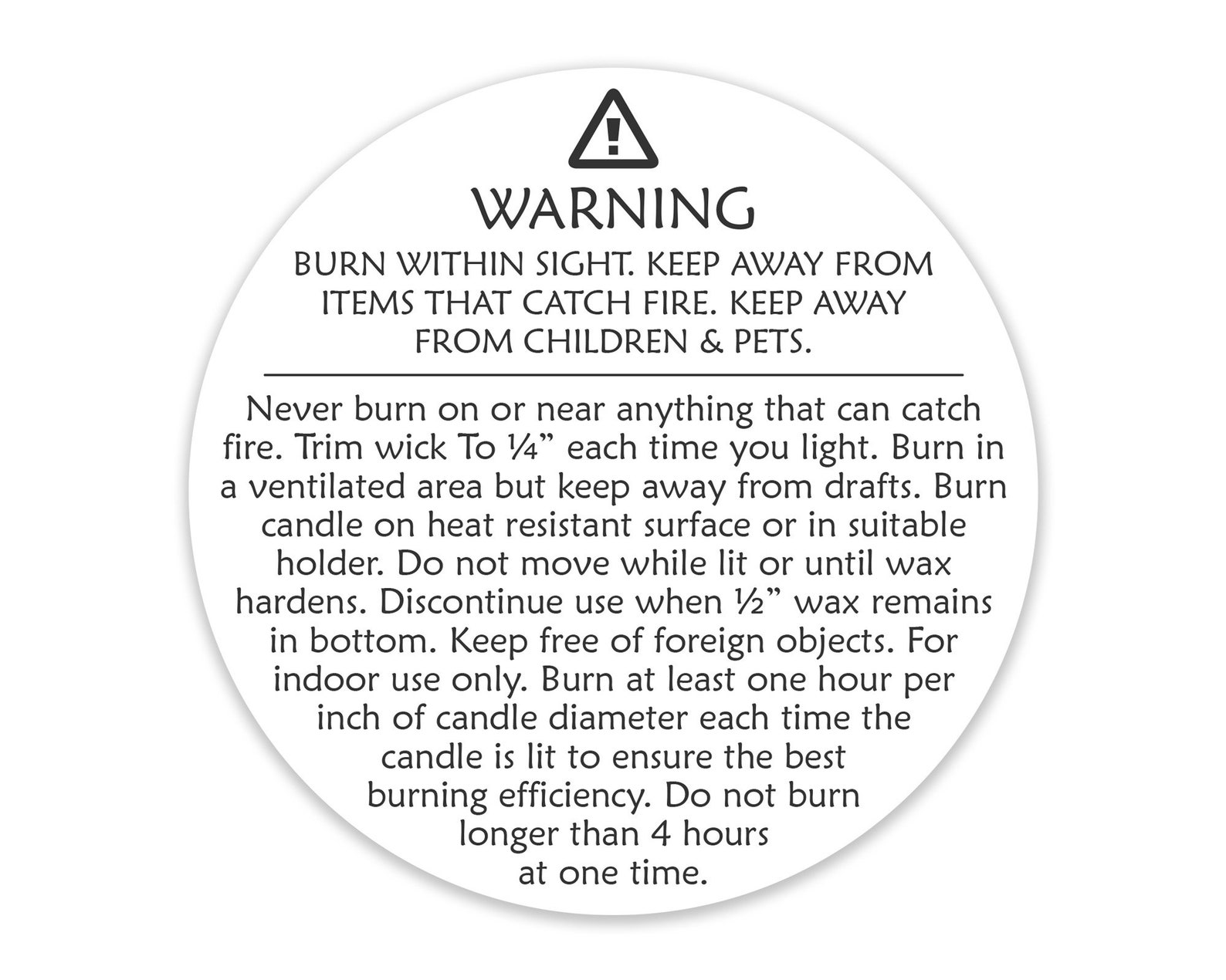 Generic CANDLE WARNING LABELS Candle Warning Stickers Etsy