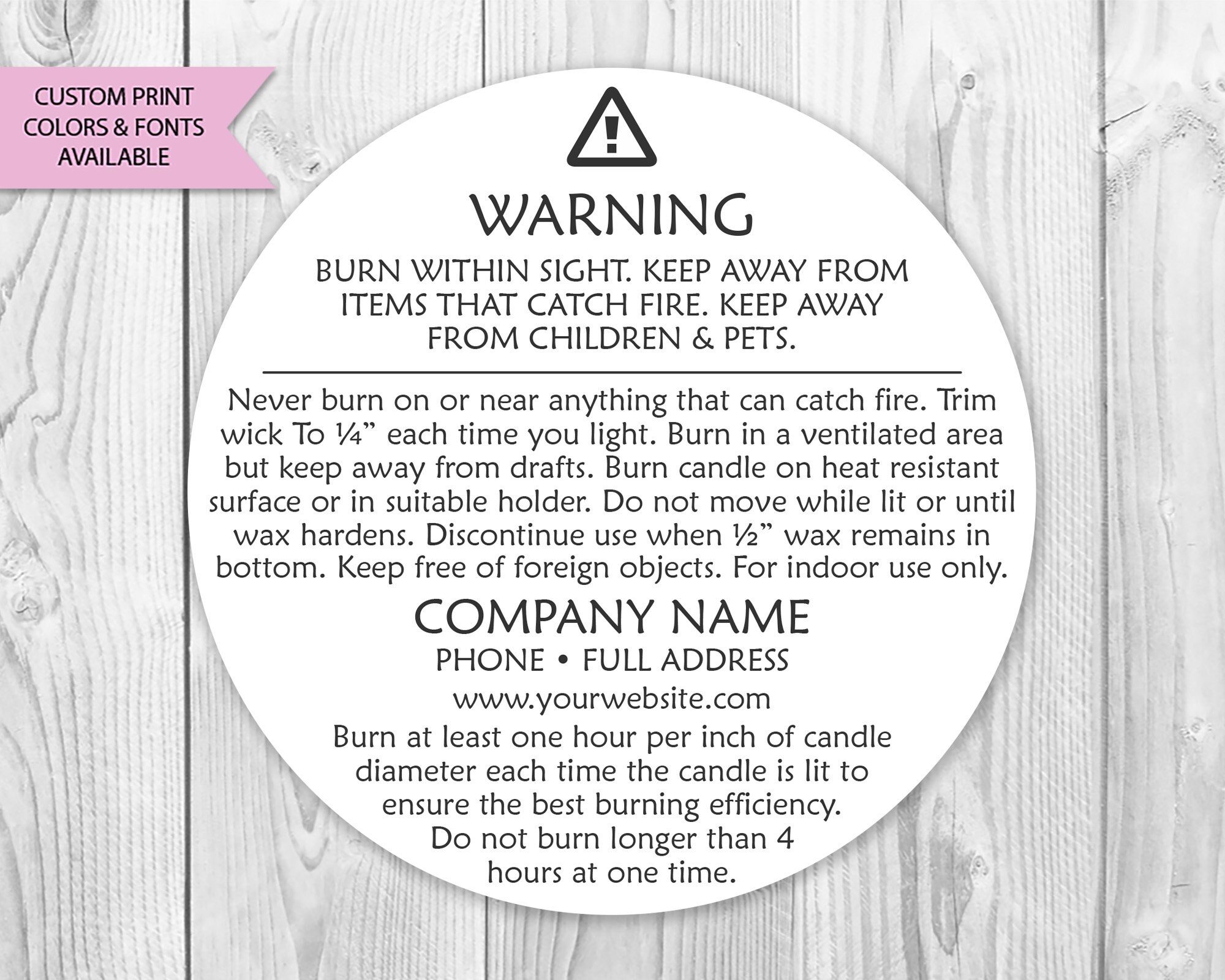 Candle Warning Labels (100 Count)