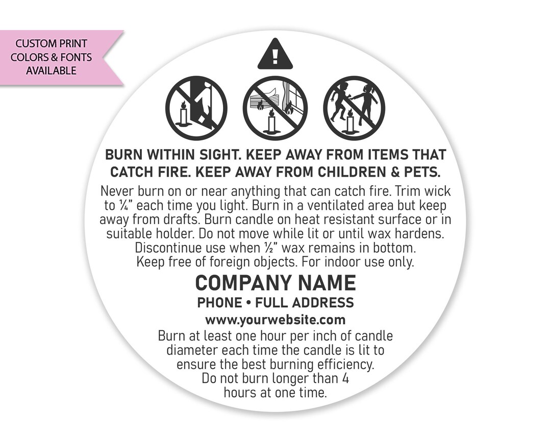 2,100 2.5 Pillar Candle Warning Labels for Candle Making Caution Labels