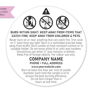 Wax Melt Warning Label,wax Melt BURN WARNING Stickers,warning Stickers,safety  Labels,burn Instructions,candle Supplies,this Candle Burns 