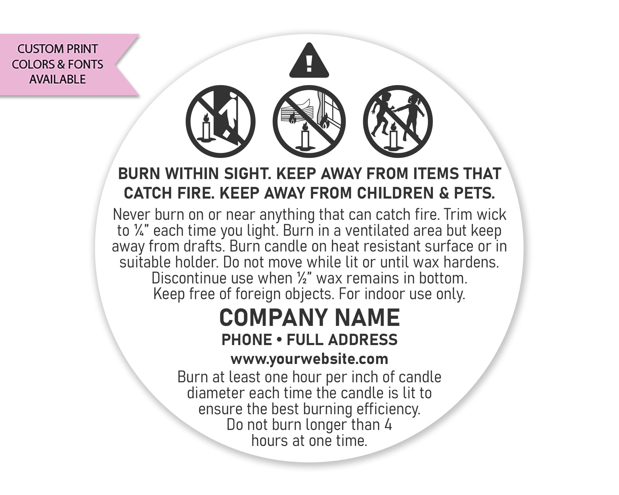 1.5 inch  Caution & Warning: Candle Safety Warning Stickers –  OfficeSmartLabels