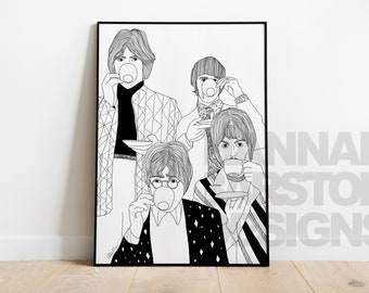 Beatles Digital Art Print by Hannah Barston Designs