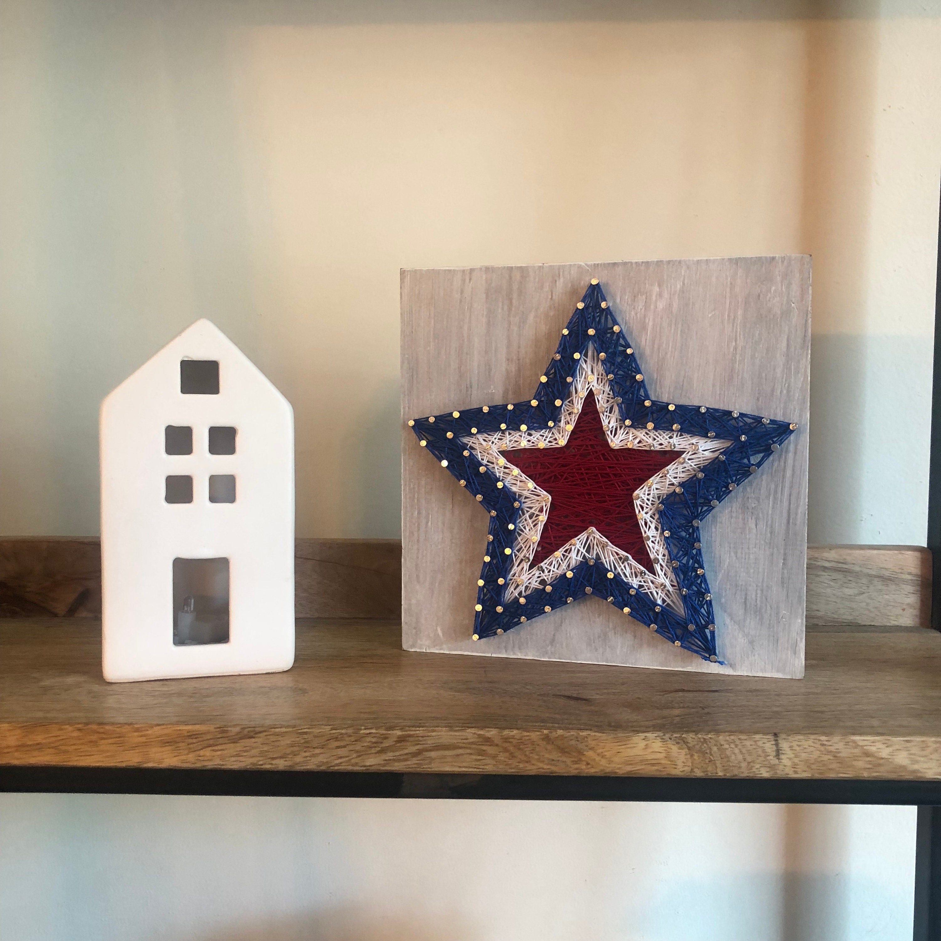Red White And Blue String Art Home Decor Etsy