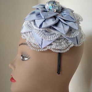 Handmade Pigeon Grey Fabric Flower Fascinator Hat