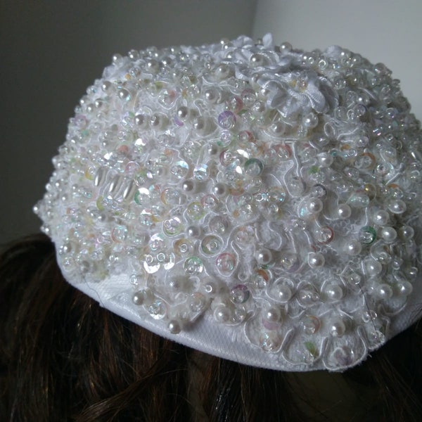 White Pill Box Hat With Veil Etsy
