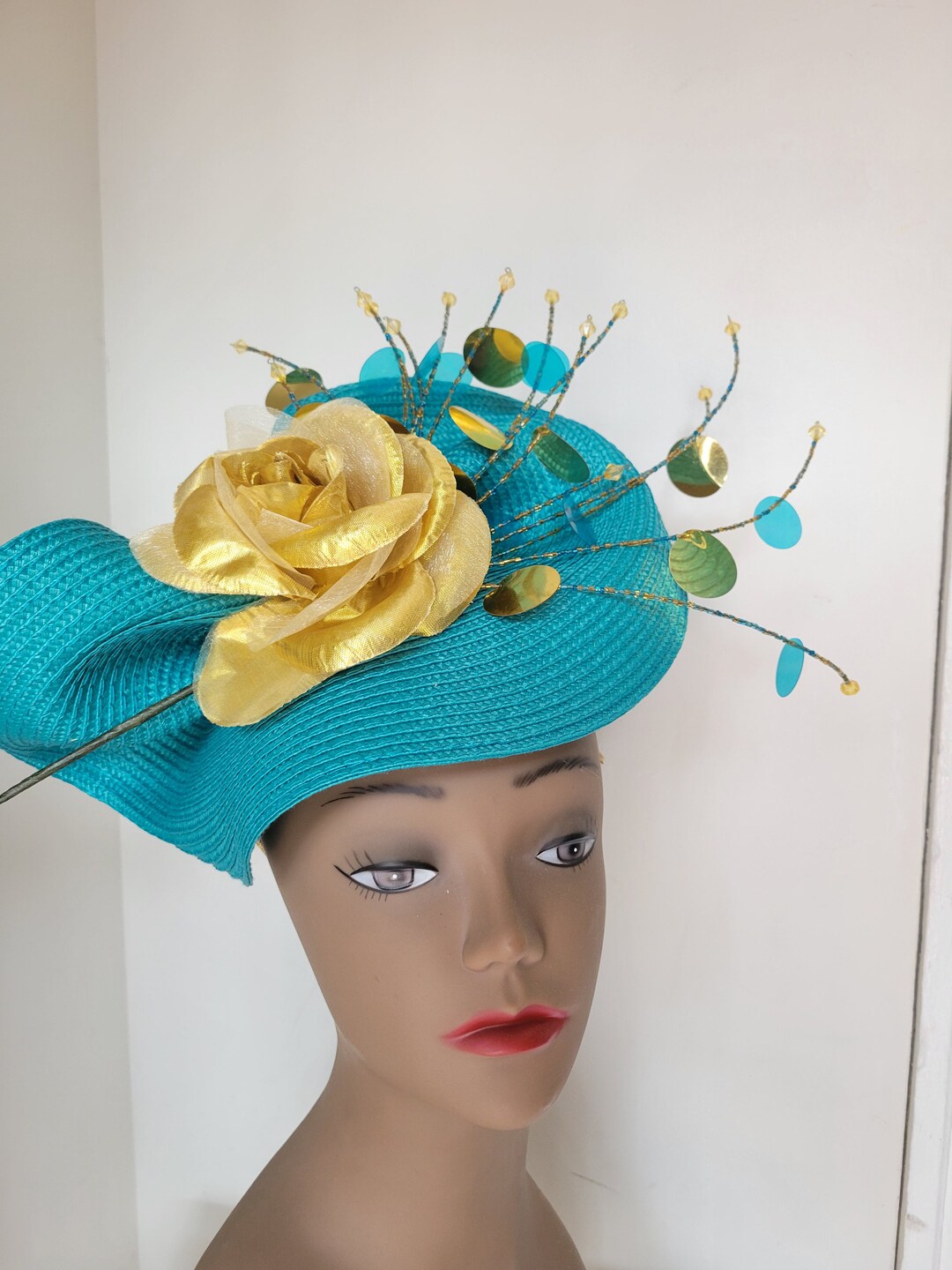 Turquoise Fascinator Hat, Wedding, Tea Party, Church, Garden Party ...