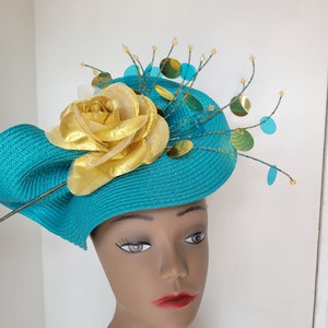 Turquoise Fascinator Hat, Wedding, Tea Party, Church, Garden Party, Formal Event, Outdoor Wedding, Ascot, Kentucky Derby