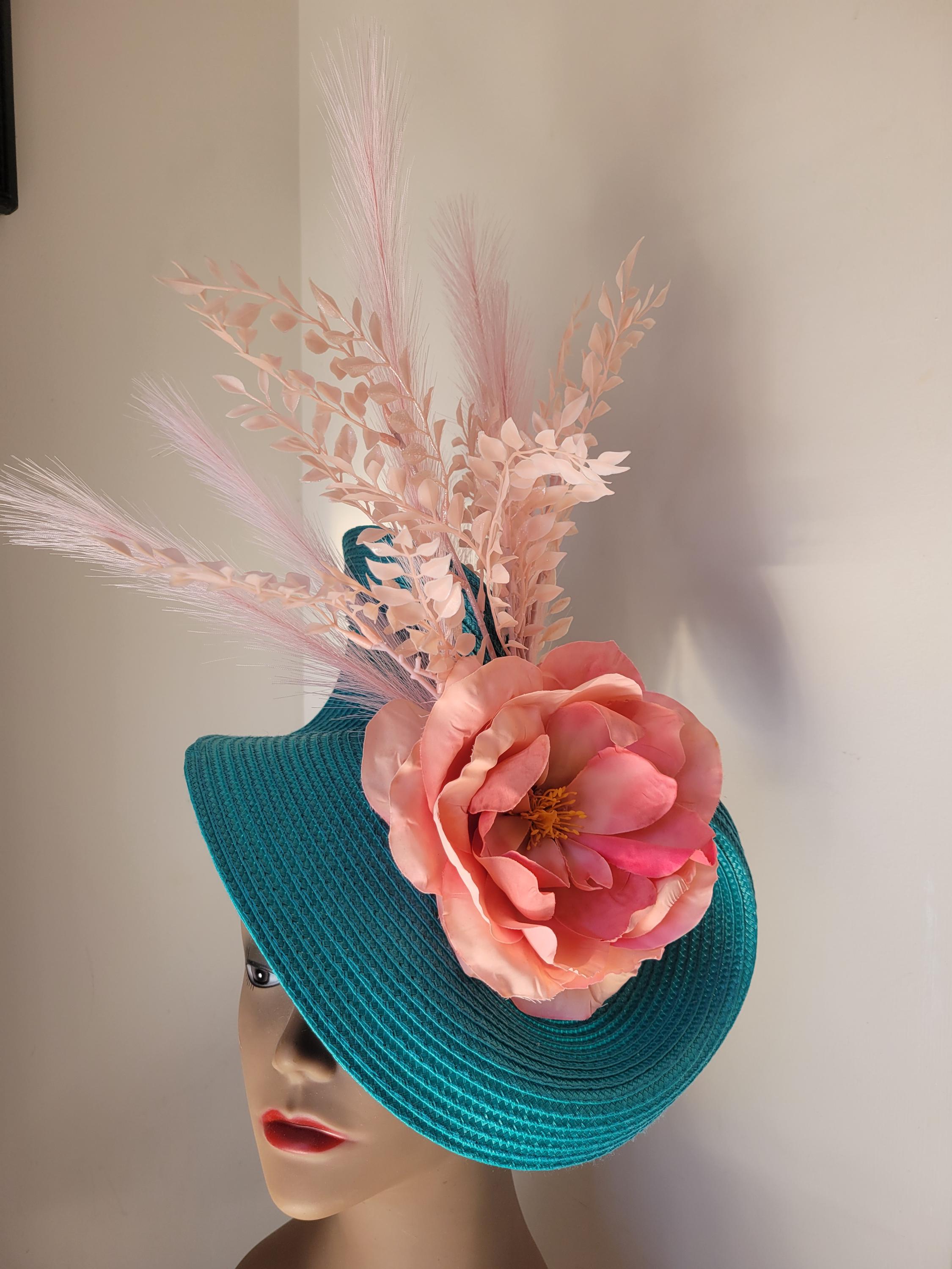 Women\'s Salmon Floral Fascinator Hat Shop Fascinator Hat - Floral Race Day Fascinator | BABEYOND main image 4