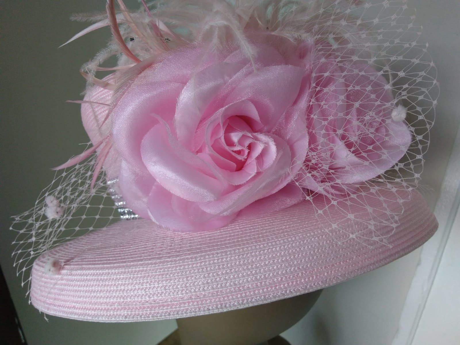 Pink Elegant Wide Brim Hat Pink Roses Easter Russian Veil - Etsy