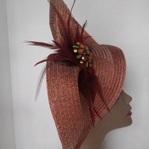 Bronze Fascinator Hat, Wedding, Kentucky Derby, Ascot, Garden Party, Church, Cocktail