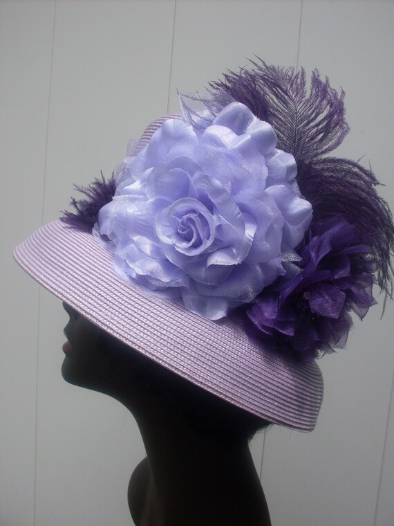 Lavender Hat Ostrich Feather Purple 