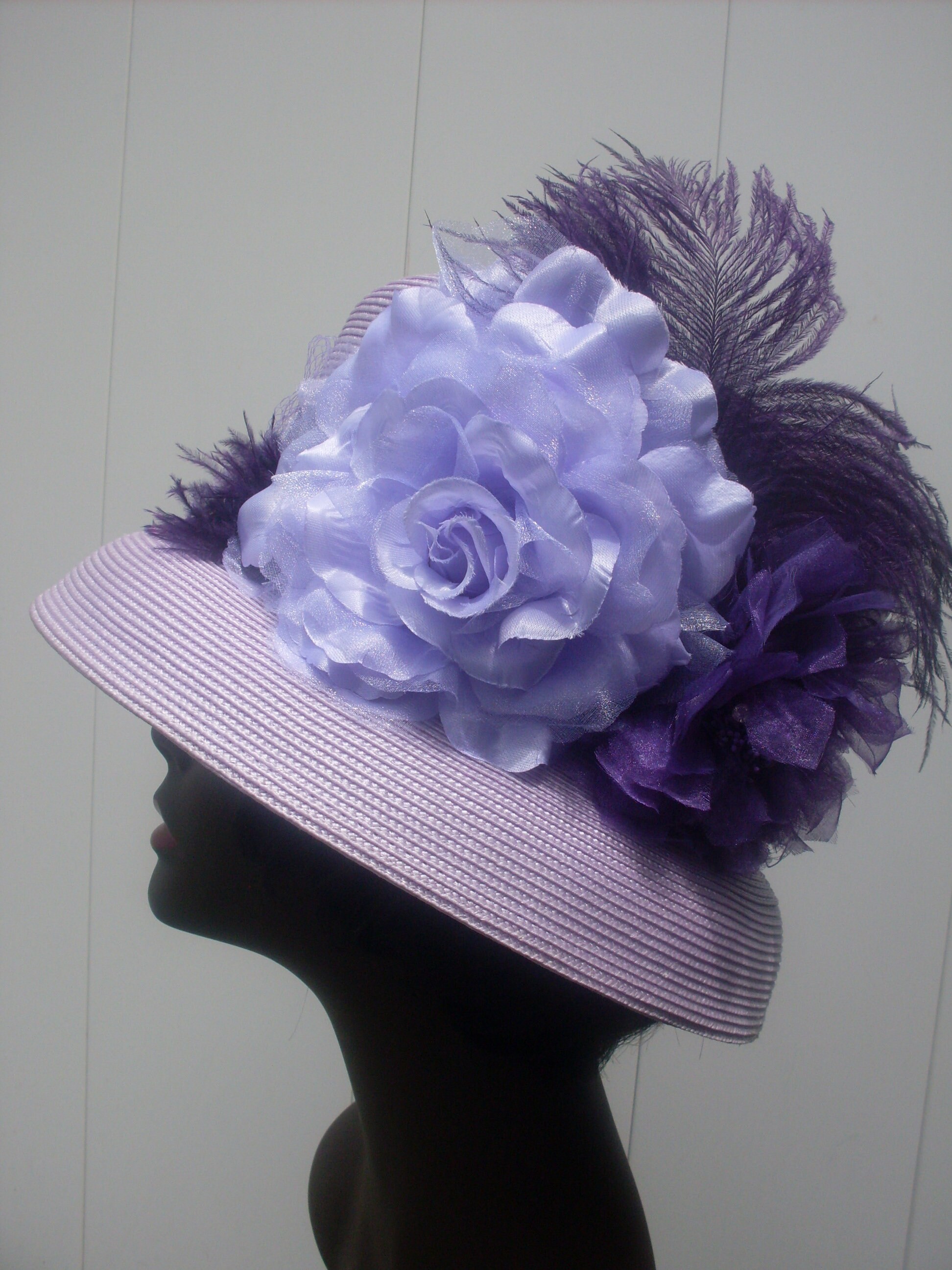 Lavender Hat Ostrich Feather Purple 