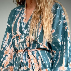 Kimono Robe, Dressing Gown Women, Summer Cotton Robe, Bridesmaid Robe, Robe, Dressing Gown, Summer Robe, Plus size Kimono Robe, Teal Summer