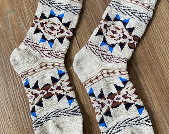 Boho socks Black Winter socks Handknitted socks FREE SHIPPING