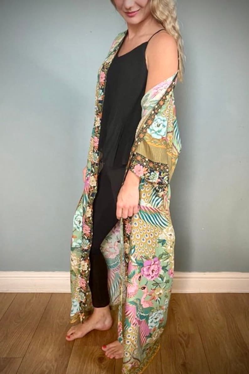 Kimono Robe Dressing Gown Vintage Style Womens Gown Etsy UK