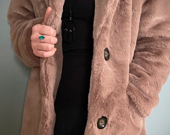 Womens Coat, Faux Fur Coat, Fur Coat, Gifts For Her Caramel