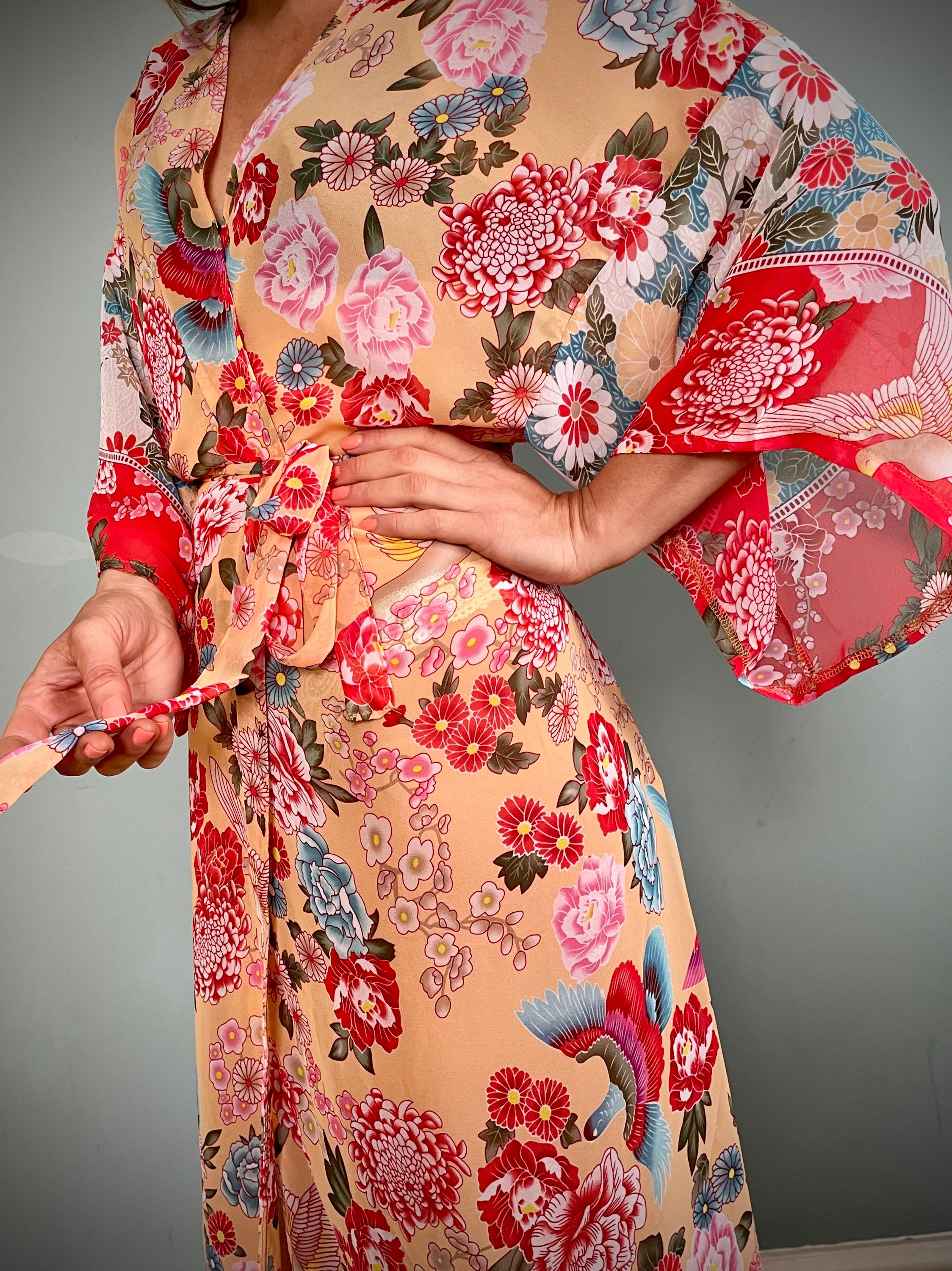 Kimono Robe Dressing Gown Beach Cover Up Kimono Boho Robe Etsy UK