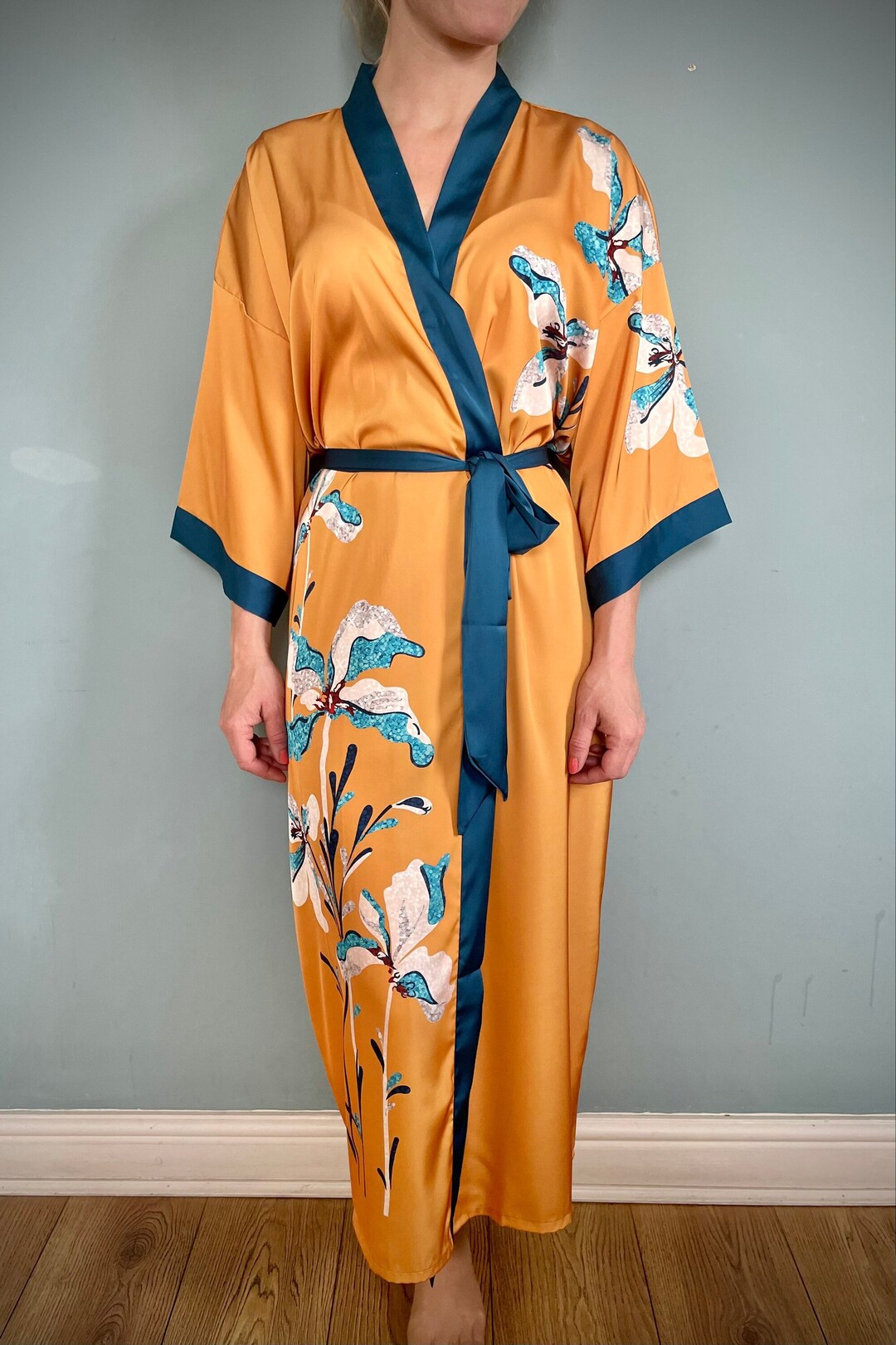 Kimono Robe Bridal Gown Luxury Satin Robe Dressing Gown Etsy