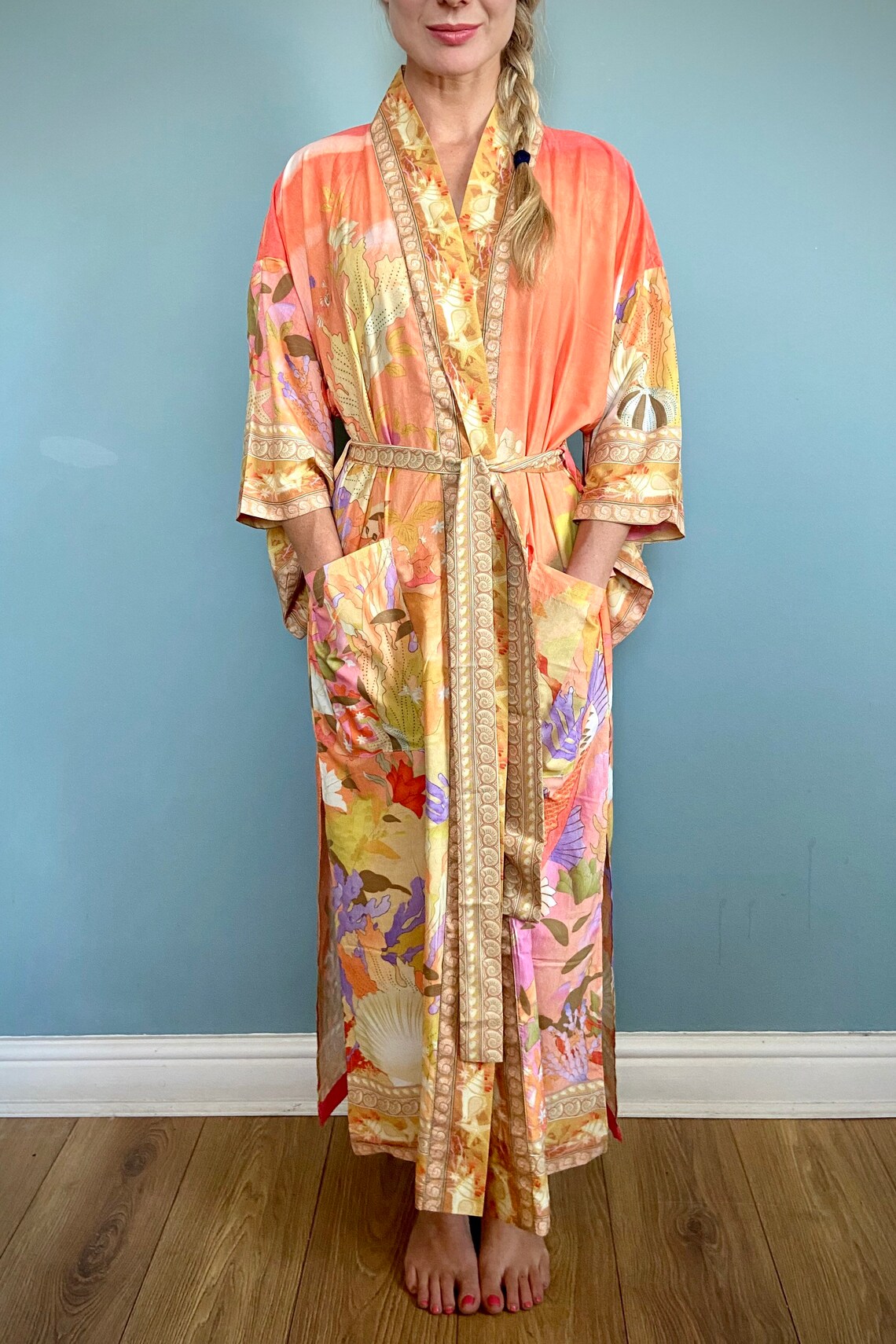 Robe Kimono Robe de chambre style vintage Design imprimé Etsy France