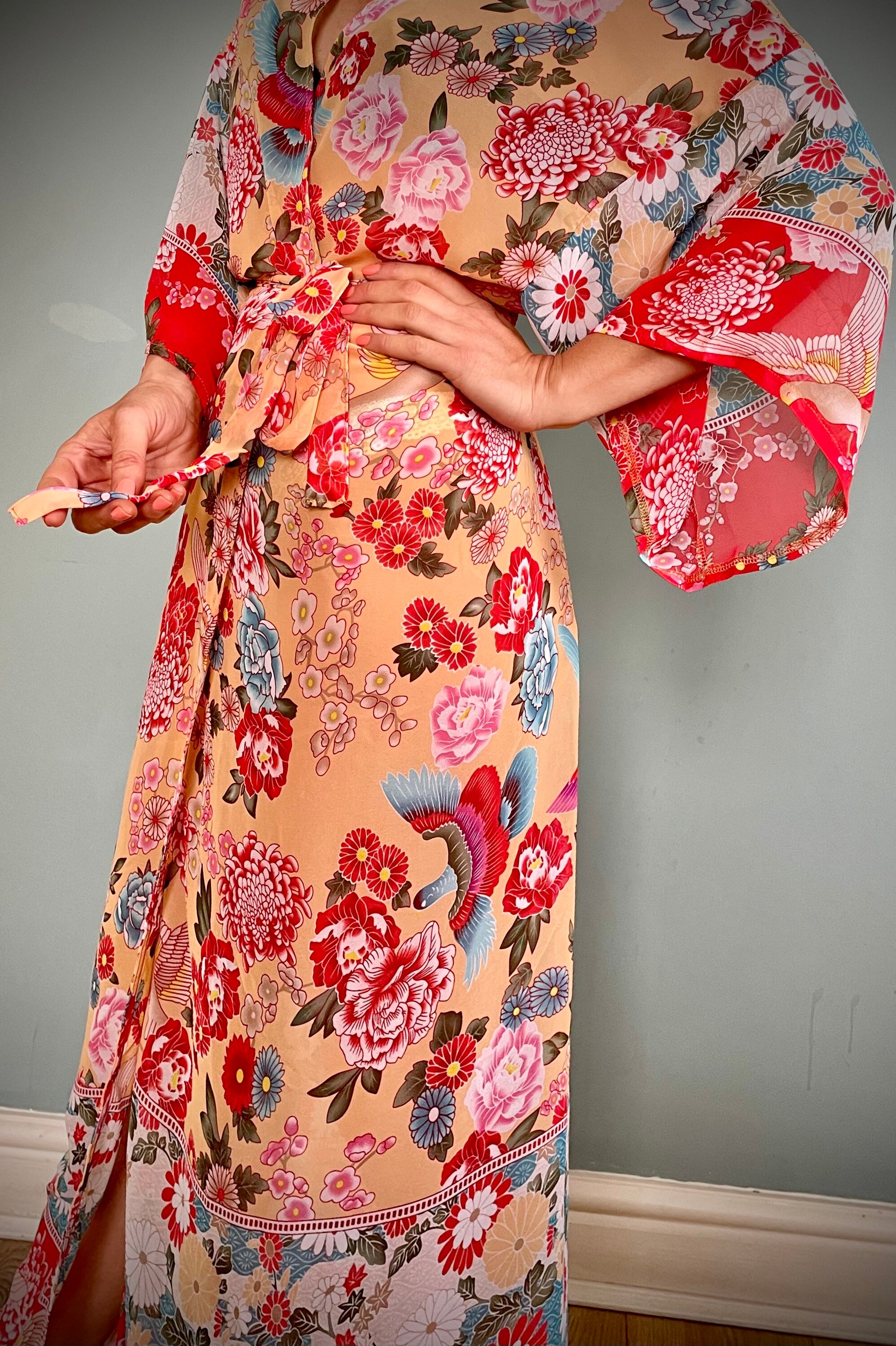 Kimono Robe Dressing Gown Beach Cover Up Kimono Boho Robe Etsy UK