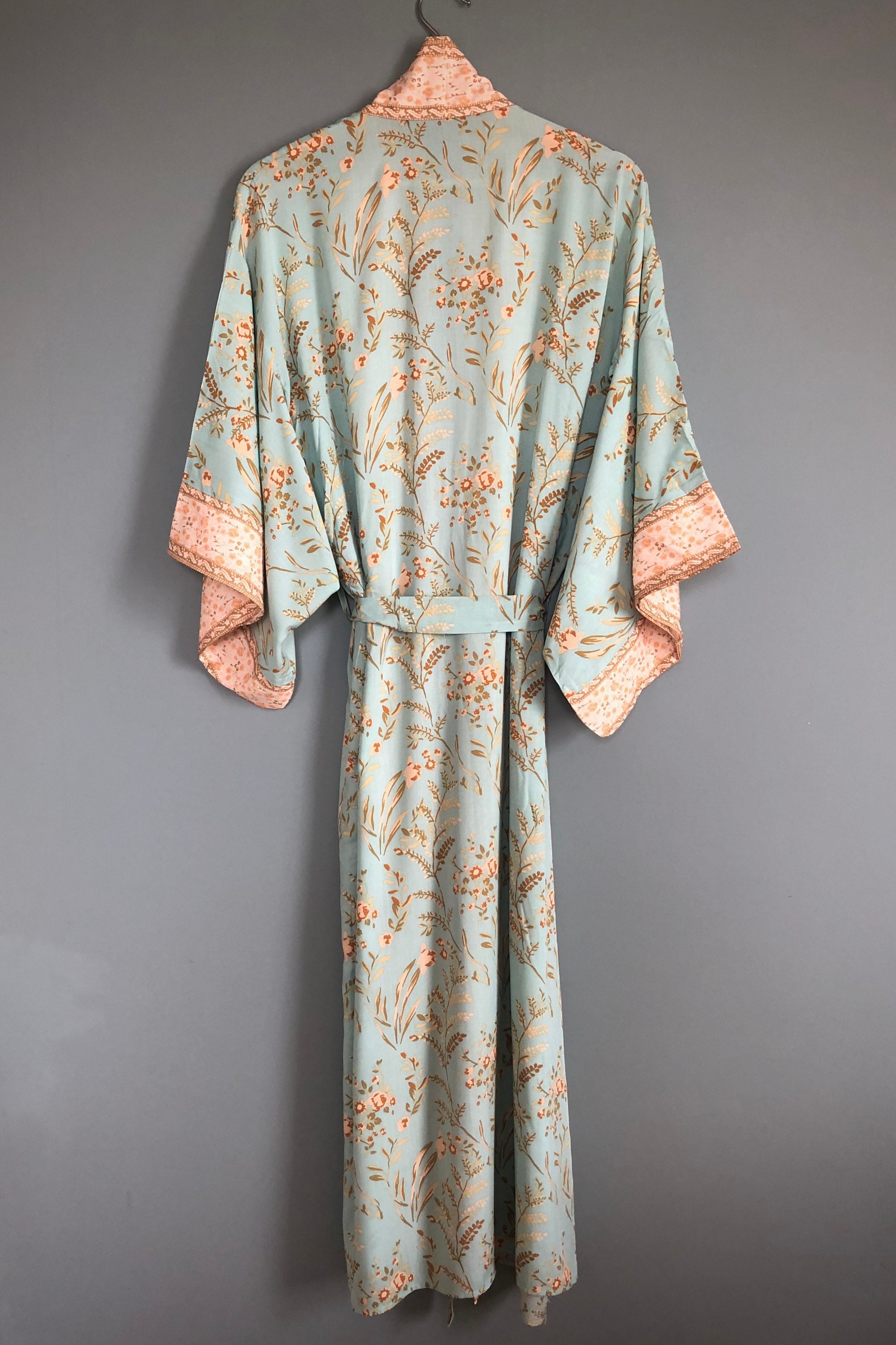 Kimono Robe Mint Green Dressing Gown Vintage Style Cotton - Etsy UK