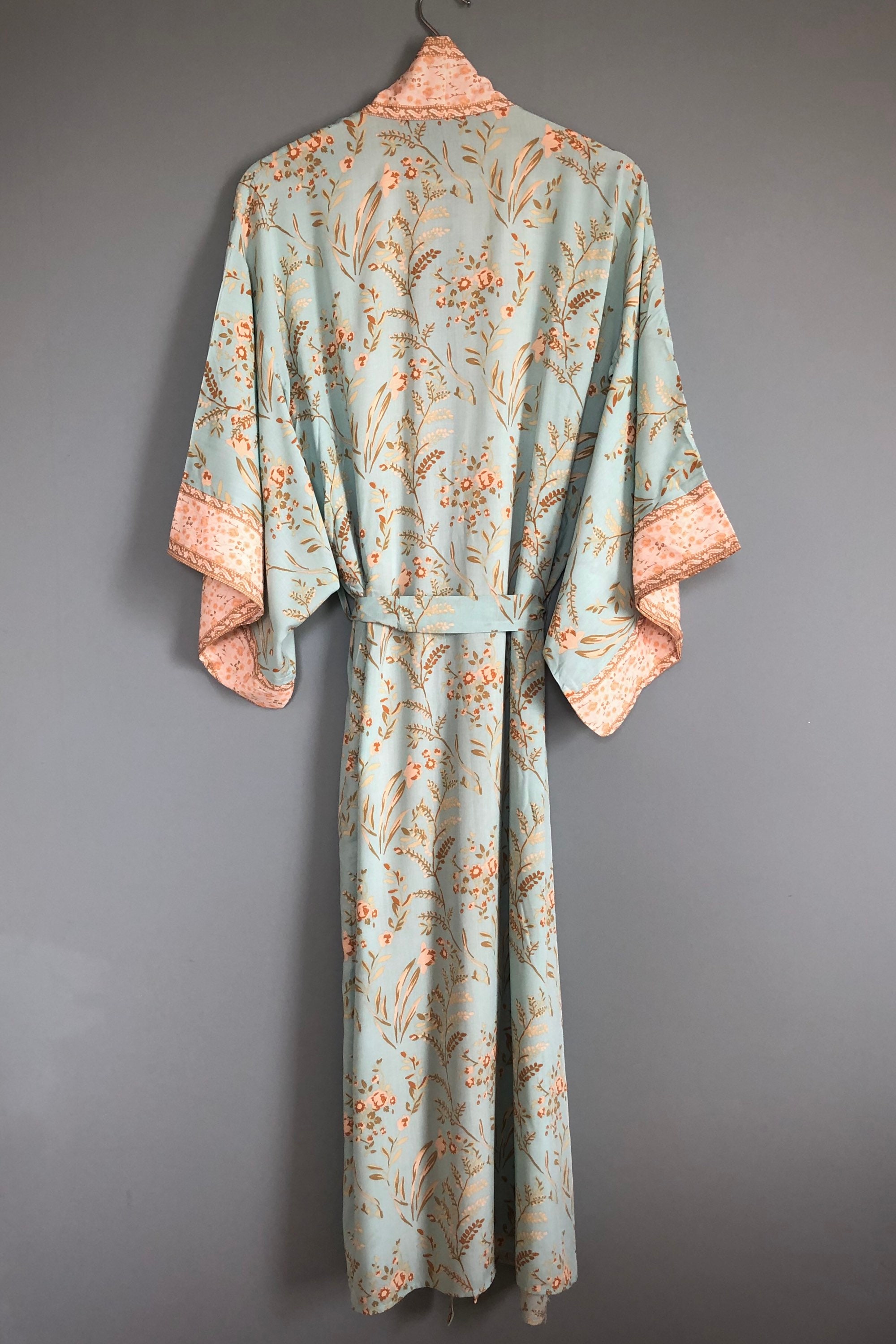 Kimono Robe, Mint green Dressing Gown, Vintage style, cotton, Unique …