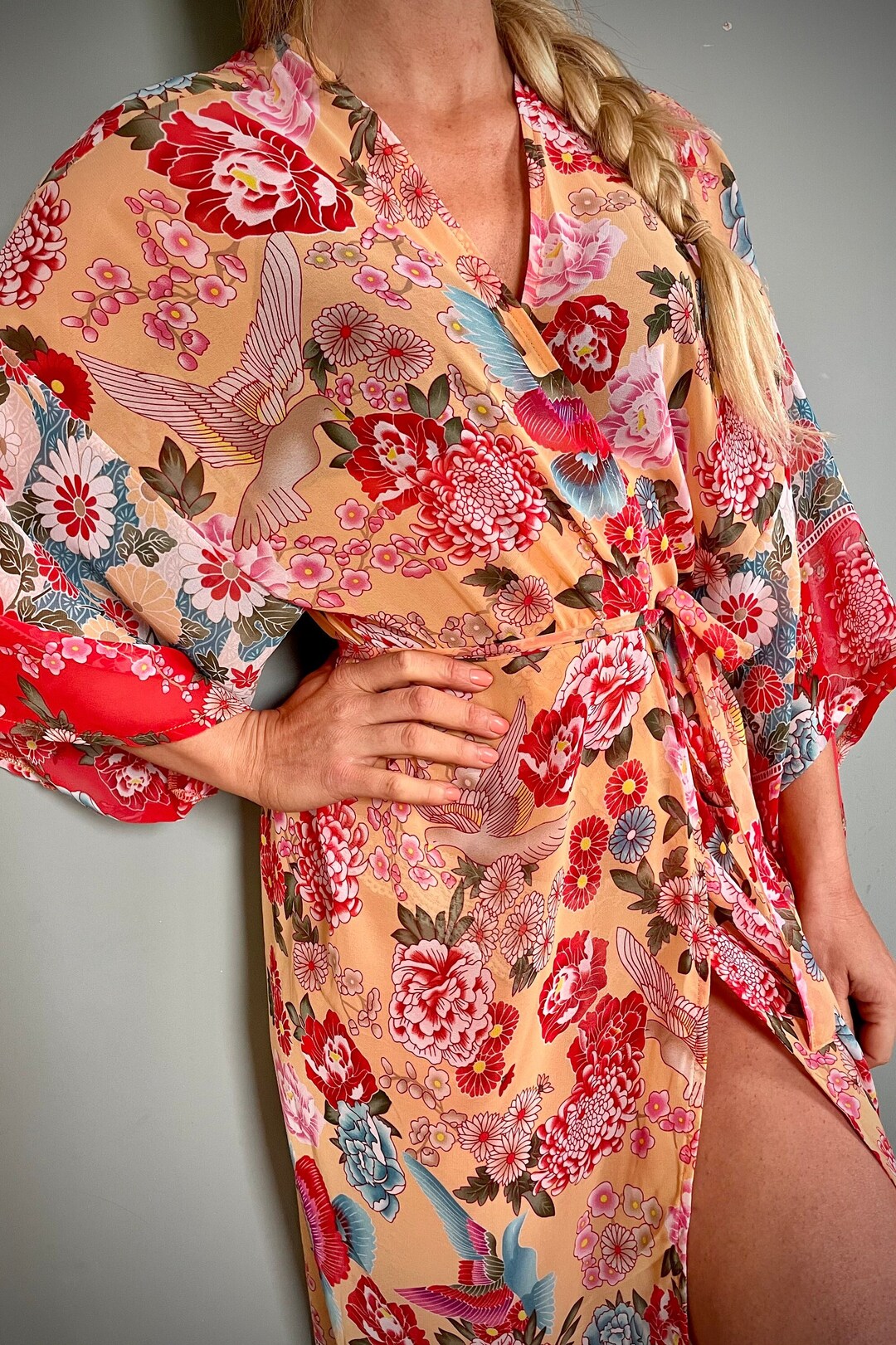 Kimono Robe Dressing Gown Beach Cover Up Kimono Boho Robe Etsy UK