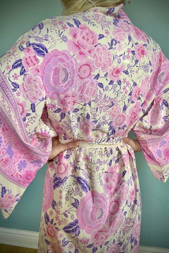 Kimono Robe, Dressing Gown, Beach Cover Up, Loungewear, Boho Womens Bath Kimono, Beachwear