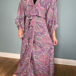 Kimono Robe, Silk Dressing Gown, Silk Robe, Silk Kimono, Bridesmaid Robe, Brides Robe, Wedding Robe, Boho Kimono, Womens Dressing Gown, Ruby