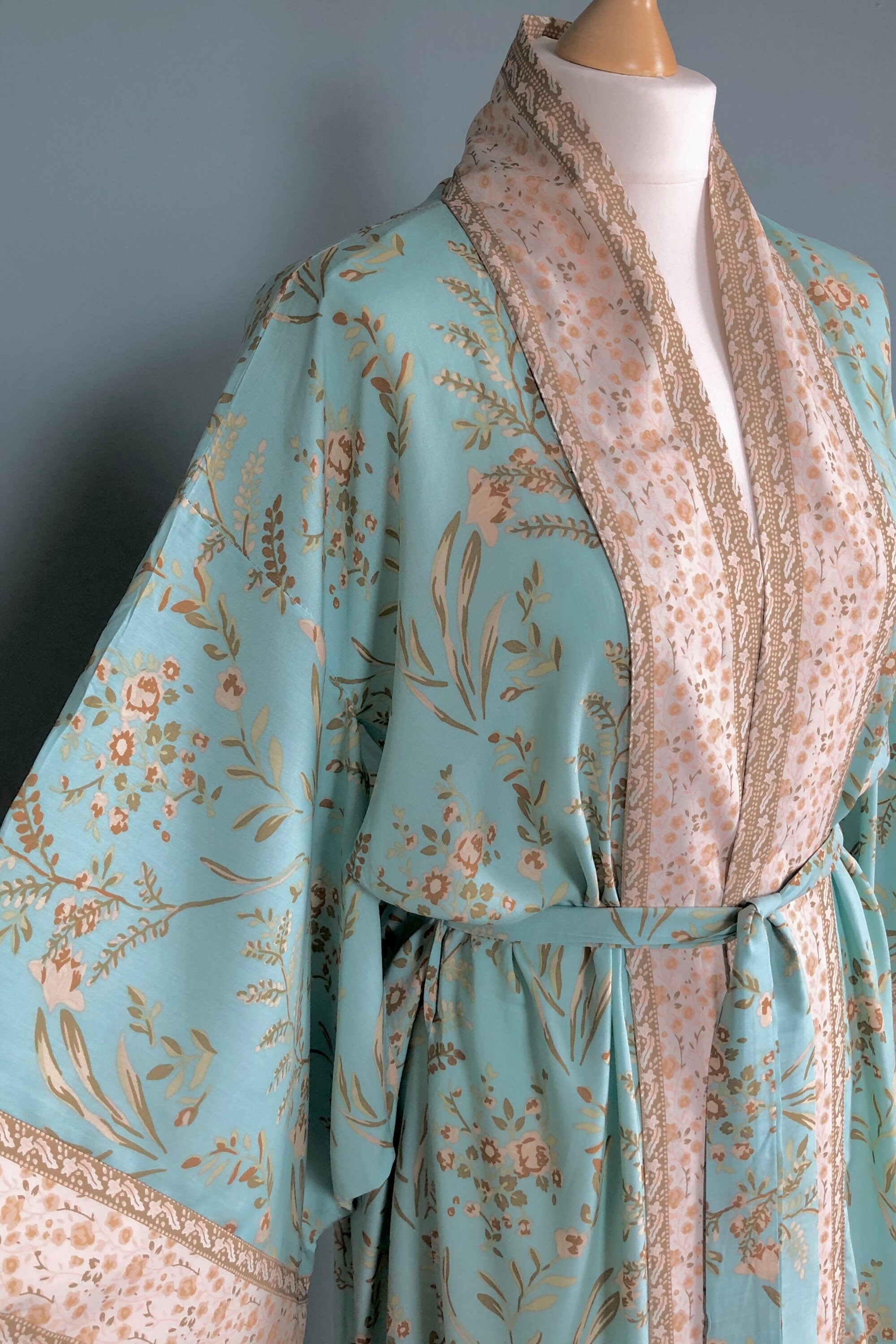 Kimono Robe Mint Green Dressing Gown 