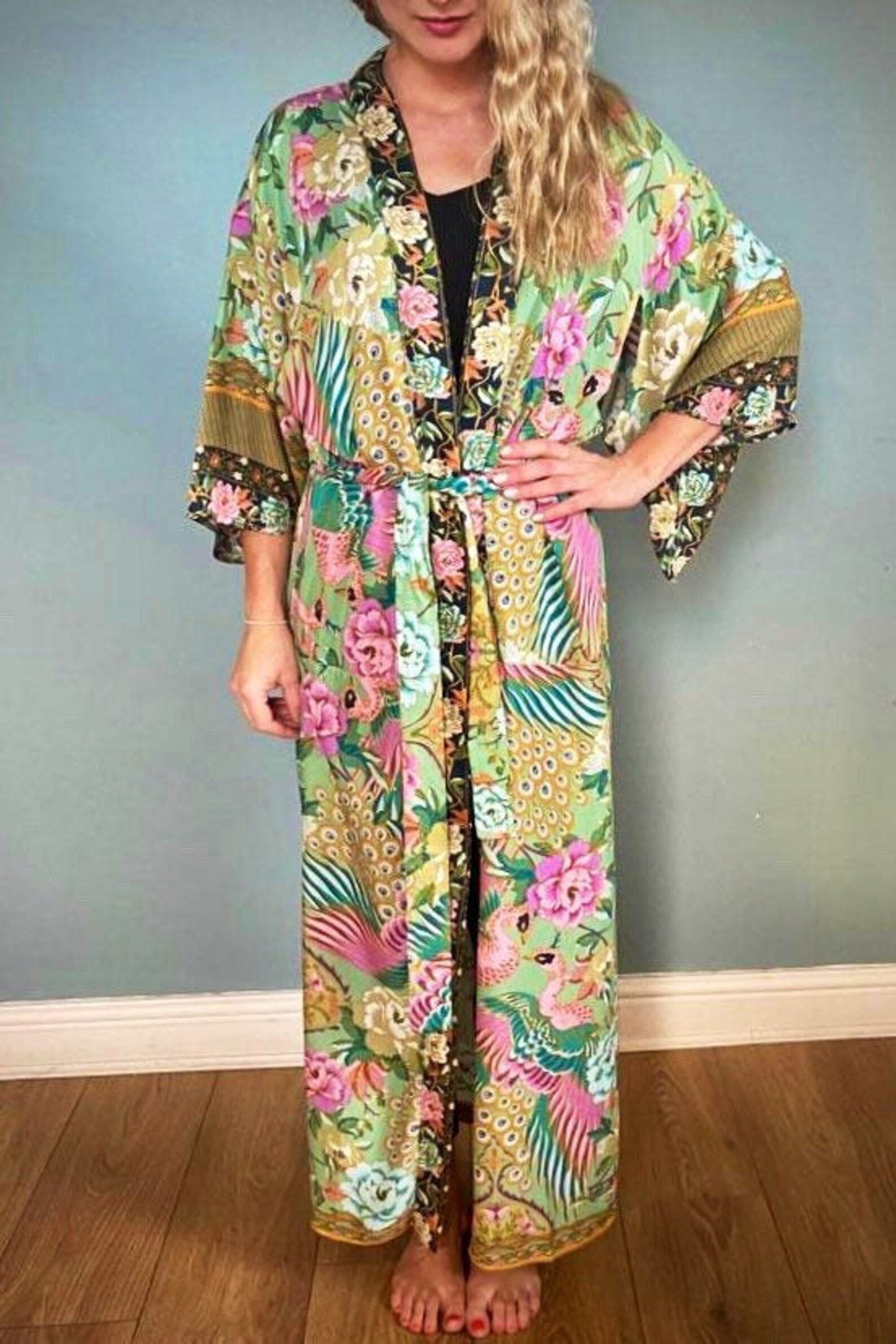 Kimono Robe Dressing Gown Vintage Style Womens Gown Etsy UK