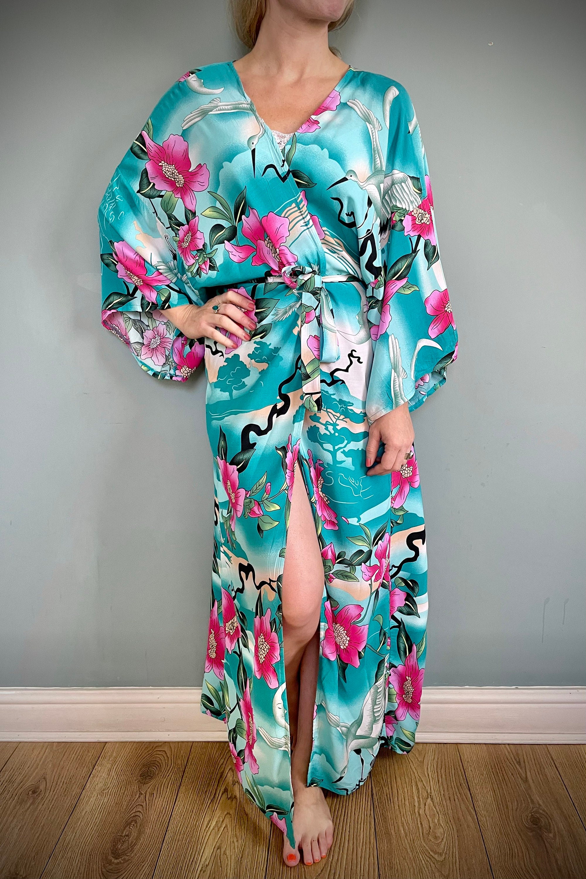 Kimono Robe Tropical Sunset Dressing 