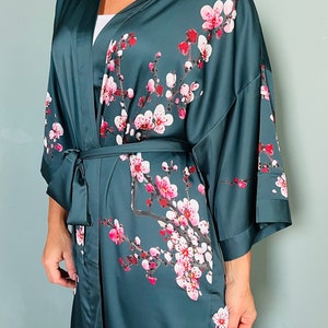Kimono Robe, Bridal Gown, Oriental Robe, Dressing Gown, Vintage Robe, Boho Kimono, Bridesmaid Robe, Long Satin Robe, Plus Kimono Robe