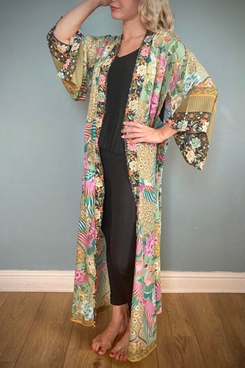 Kimono Robe Dressing Gown Vintage Style Womens Gown Etsy UK