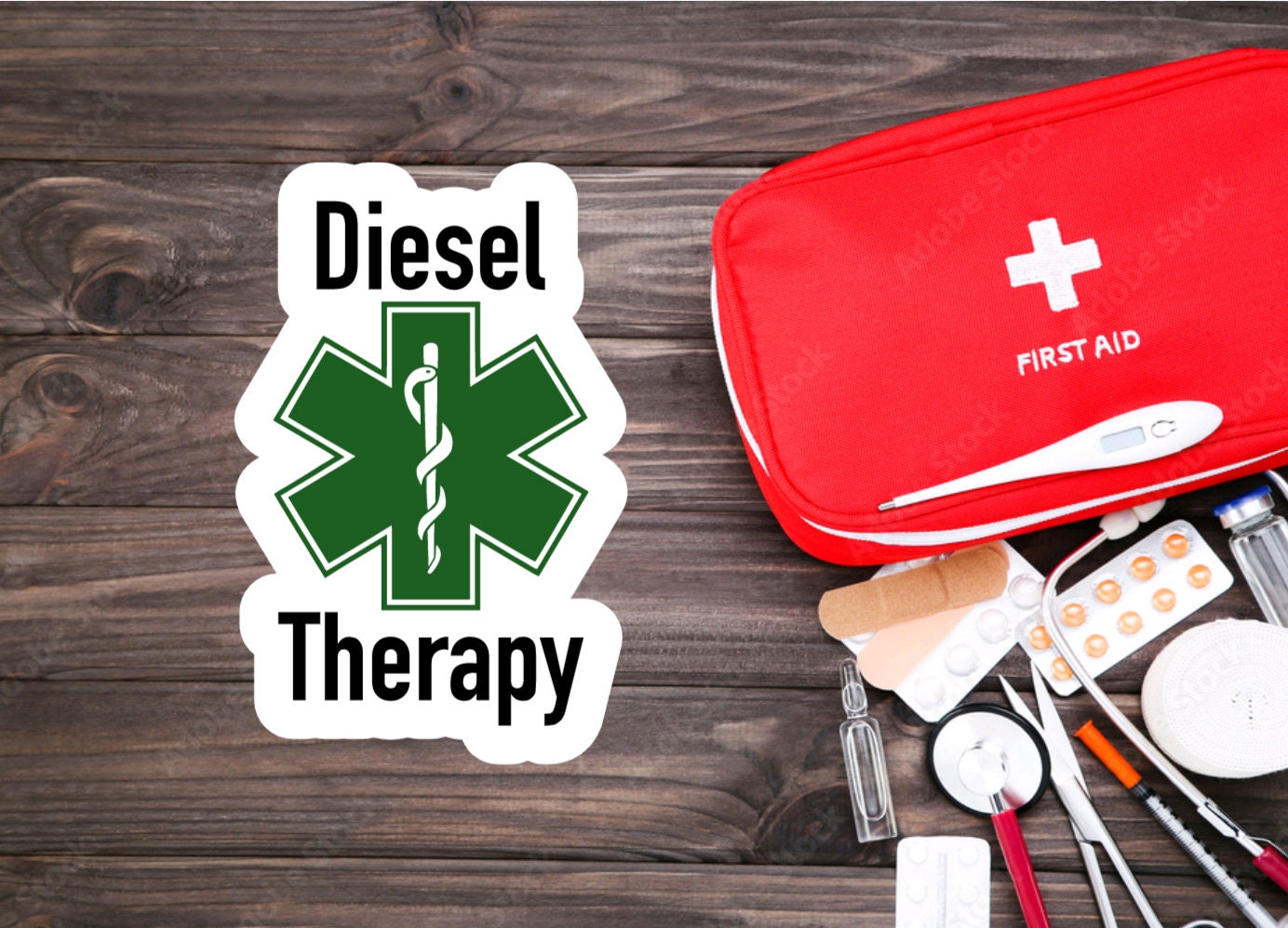 Diesel Therapy Sticker, Emt, Paramedic, First Responder, Star of Life