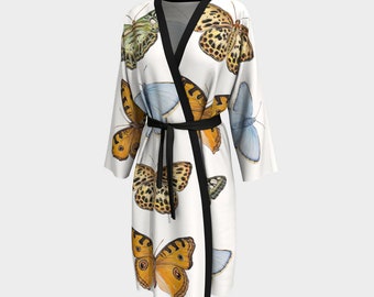 White Robe with Multicolor Butterflies