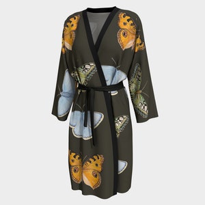 Dark Green Robe with Multicolor Butterfly