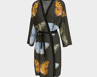 Dark Green Robe with Multicolor Butterfly