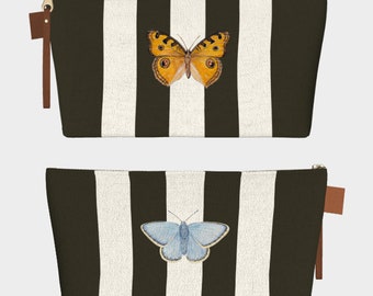 Striped Butterfly Makeup Bag