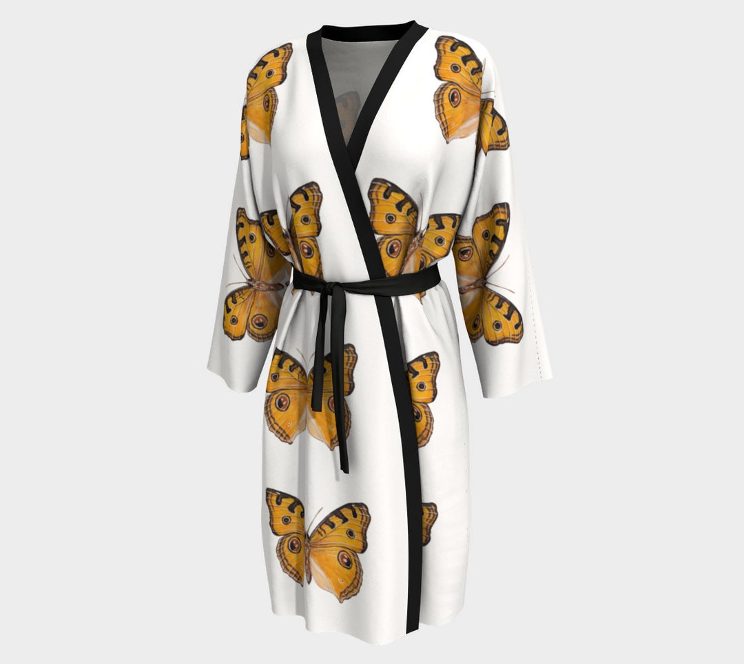 Watercolor Butterfly Print Women's Robe