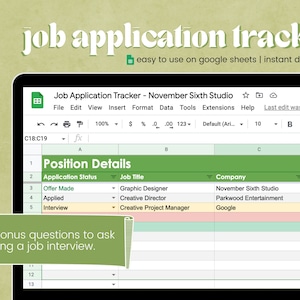 Job Application Tracker (Google Sheets), Job Search, Job Search Spreadsheet, Automated Job Tracker, Job Search Template