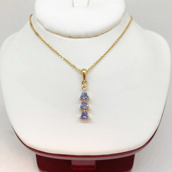 14k Gold Stunning Tanzanite Pendant Necklace Yellow - Tanzanite Pendant White Gold