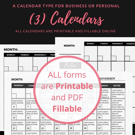 Online Monthly Calendar Template