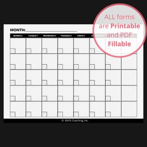 3 Monthly Calendar Templates Fillable & Printable Black N - Etsy