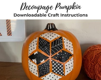 Printable DIY Instructions for Decoupage Fabric Pumpkin for Halloween