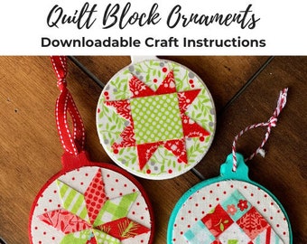 Printable DIY Instructions for Quilt Block Ornaments